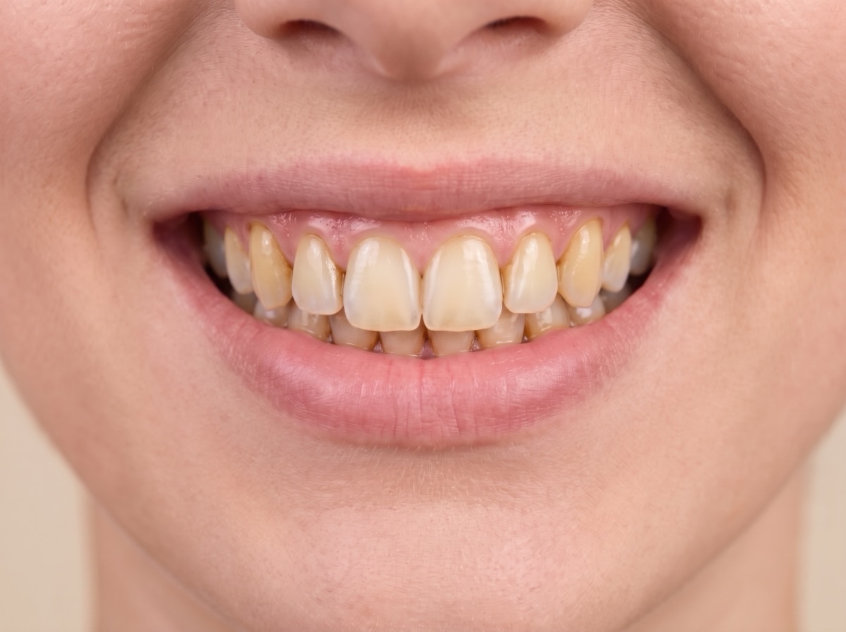 Sorriso antes do clareamento — imagem ilustrativa