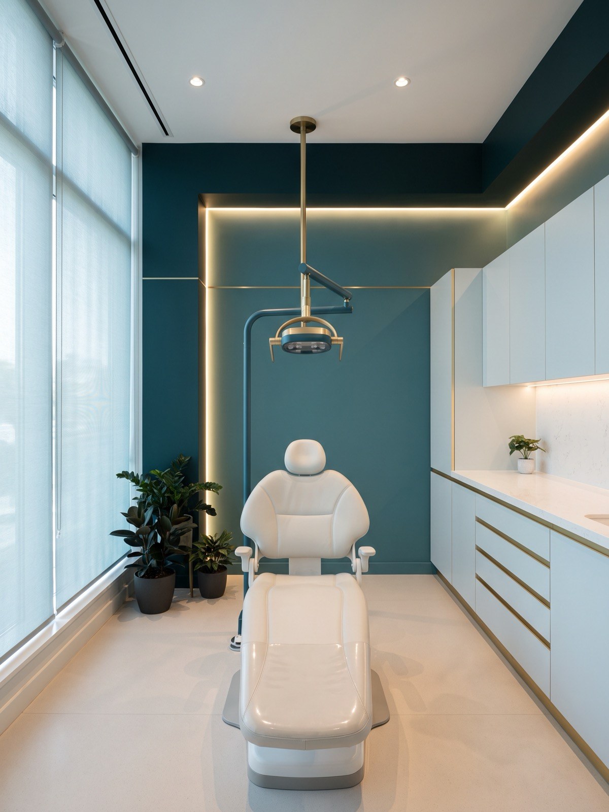 Sala de atendimento da Empire Odontologia, com cadeira odontológica